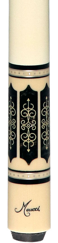 Meucci Century Series 2103WHBKWHP Pool Cue - White - Black Pearl - White Wrap with Pro Shaft