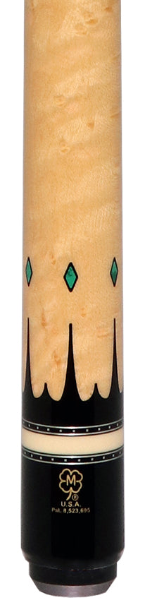 McDermott H851 H-Series No Wrap Pool Cue - Black Urethane Forearm with Birdseye Maple