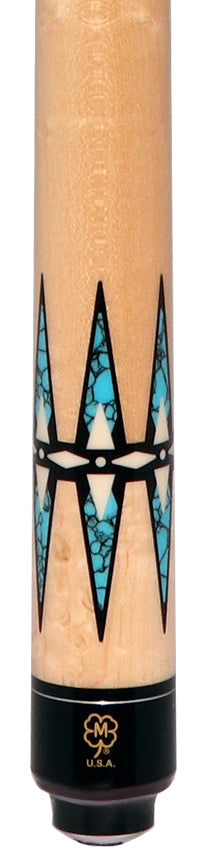 McDermott G605 G Series No Wrap Pool Cue - Maple with Black Urethane Points and Turquoise Inlays