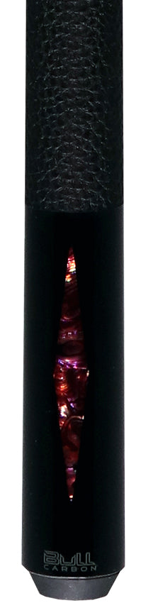 Bull Carbon Pink Stained Maple with Pink Genuine Shell Inlays Play Cue with Textured Leather Wrap 2