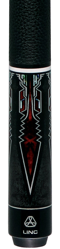 Linc LC101 Dark Gray-Stained Maple with Red / Silver Points Graphic Cue & Carbon Fiber Shaft