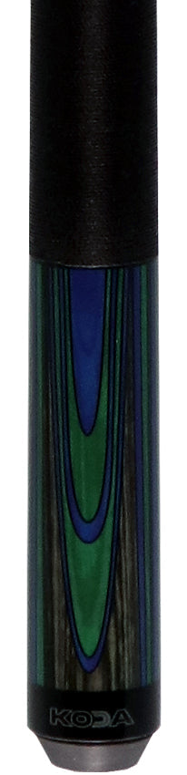 KODA Violet Blue and Green Laminate Pool Cue with Linen Wrap
