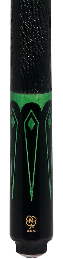 McDermott Select Series Black Urethane with Green-Stained Maple Points Pool Cue and Defy Carbon Fiber Shaft
