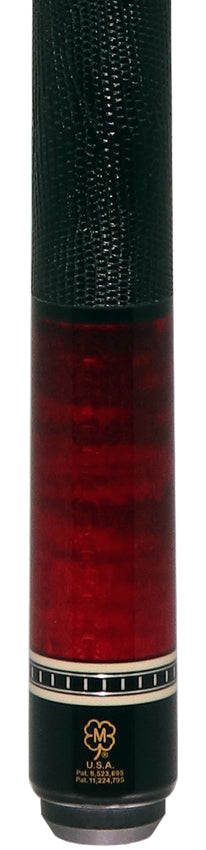 McDermott H651 H-Series Pool Cue - Burgundy Stained Curly Maple with Embossed Lizard LeatherWrap