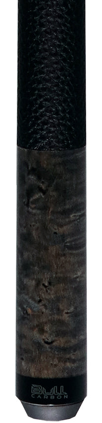 Bull Carbon Gray-Stained Birdseye Maple Play Cue with Textured Leather Wrap 2