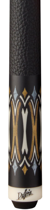 Dufferin D504 Pool Cue with Embossed Leather Wrap - Midnight Bocote Cross