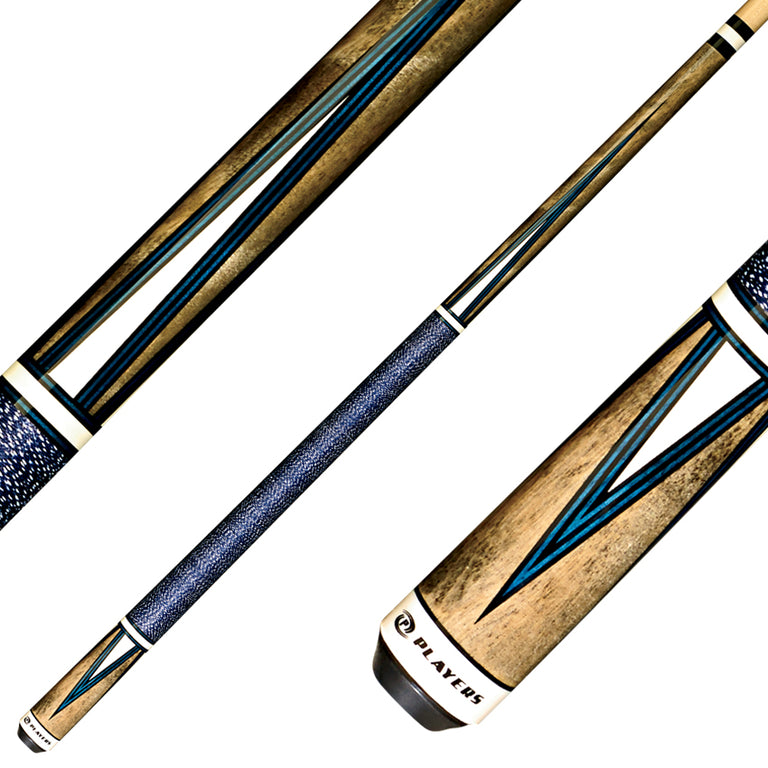 Players C810 Classic Series Pool Cue - Smoke Grey Stained 4 Point Graphic