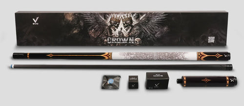 EVO Crown Royal Black Pool Cue with White Lizard Wrap Maxbing Edition 3