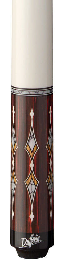 Dufferin D402 Wrapless Pool Cue - Black/White and Rengas Wood Graphic