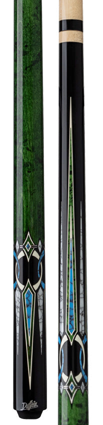 Dufferin D-547 Pool Cue - Green Stain Curly & Blue Recon
