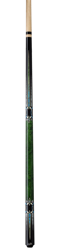 Dufferin D-547 Pool Cue - Green Stain Curly & Blue Recon