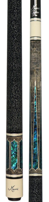Meucci Century Series 2020GYBLBKWHC Pool Cue - Gray - Blue Pearl - Black/White Wrap with Carbon Shaft