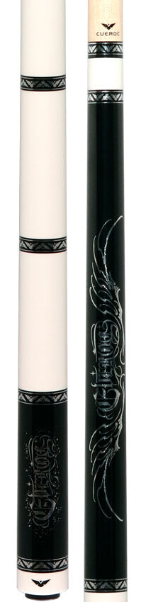 Cueroc CR-D03 Goth 3 No Wrap Pool Cue - Black and Green Graphic