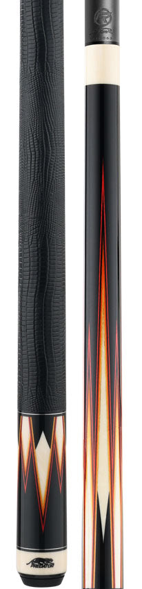Predator Truesplice 16 Ebony Forearm with Red, Orange and Yellow Veneers Pool Cue with Lizard Wrap - Radial 3