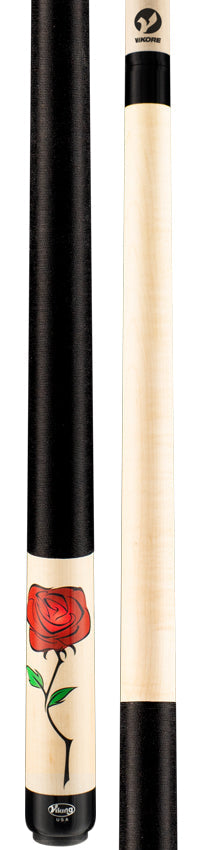 Viking DE0300 De-Cues Series Play Cue - Natural Stained Northwood Maple with Wild Rose Graphic 3