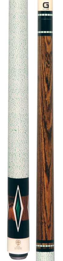 McDermott H853 H-Series Pool Cue - Bocote Forearm with Malachite / Black / White Urethane Diamond Inlays and Irish Linen Wrap