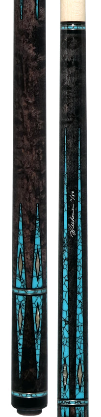 Pechauer Limited Edition Carbon Stained Maple with Turquoise Points and Abalone Inlays Pool Cue - PL36 5