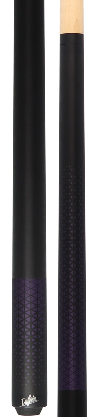 Dufferin D349 No Wrap Pool Cue - Matte Black with Purple Triangle Design Graphic