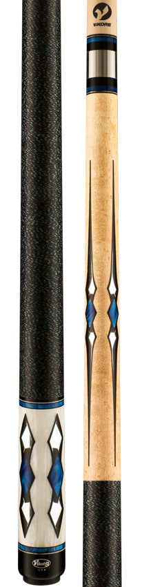 Viking MT0404 Motore Series Play Cue - Khaki-Stained Birdseye Maple with 48 Mirror, Black, and Blue Premium Pearl 3