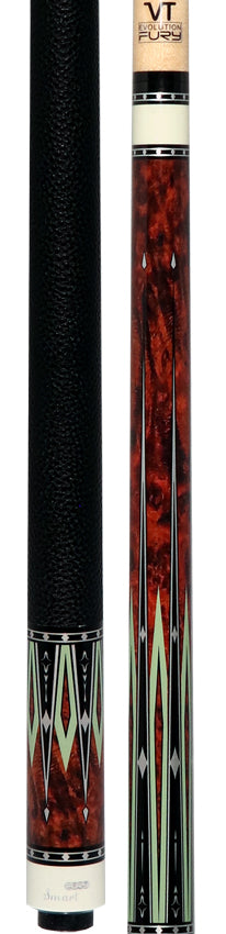 Fury VT2 Graphic Pool Cue with Pebble Grain Leather Wrap