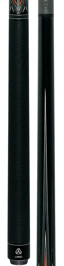 Linc LC104 Black with Orange / Silver / Gray Graphic Pool Cue & Carbon Fiber Shaft