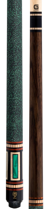 McDermott G612 G Series Pool Cue - Rosewood with 4 Green Lizard Window Inlays and Irish Linen Wrap