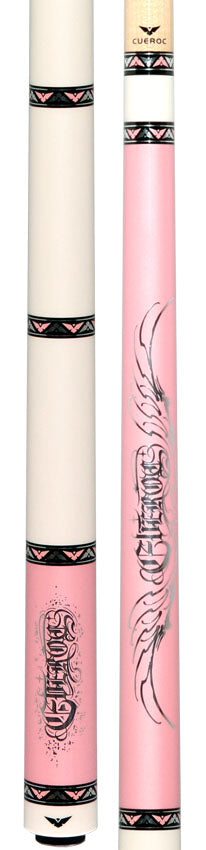 Cueroc CR-D05 Goth 1 No Wrap Pool Cue - Pink with Silver Graphic