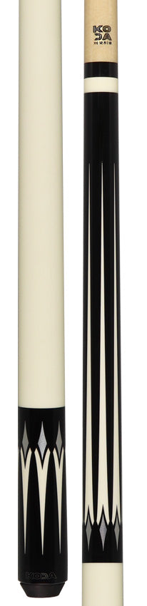 KODA KD46 No Wrap Pool Cue - 6 Black with White Point Graphic