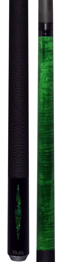 Bull Carbon Green Stained Maple with Green Genuine Shell Inlays Play Cue with Textured Leather Wrap 5