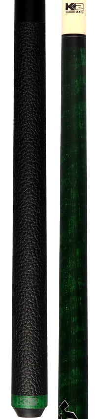 K2 KLCGN Pool Cue with Leather Wrap - Matte Green-Stained Maple with 12.50mm LD Shaft