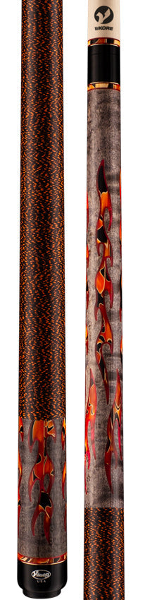 Viking DF0411 Defender Series Play Cue - Smoke Stained Birdseye Maple with Raging Fury and Red Premium Pearl Inlays 3