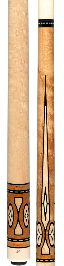 Pechauer JP23T JP T Series No Wrap Pool Cue - Natural-Stained Maple with Sim. Ebony Framed Maple and Sim. Ivory Inlays