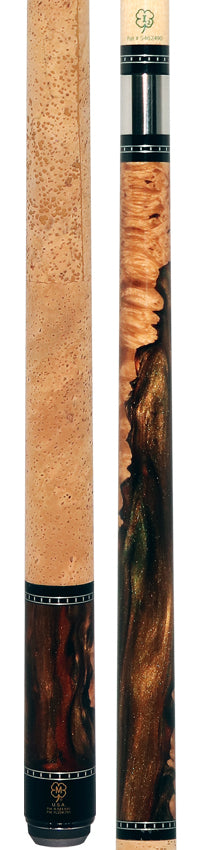 McDermott H1451 H-Series Pool Cue - Metallic Forest ShokWood with Cork Wrap