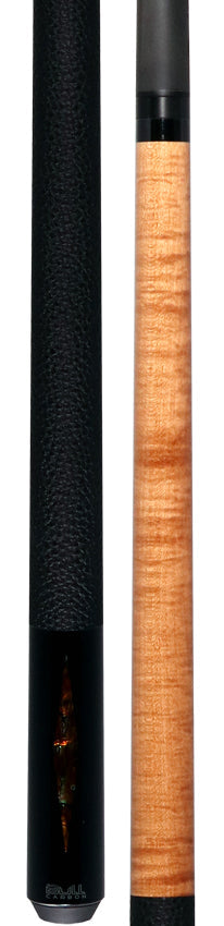 Bull Carbon Gold Stained Maple with Gold Genuine Shell Inlays Play Cue with Textured Leather Wrap 5