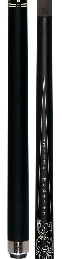Little Monster LMPQ2SW No Wrap Play Cue with Carbon Fiber Shaft - Matte Black with 2 White Points Graphics