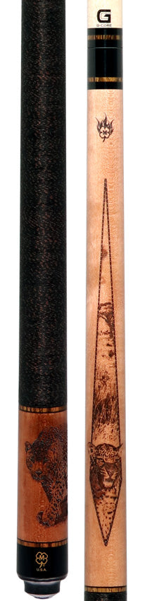 McDermott G337C2 Cue of the Month - Wildfire 3-D Engraved Leopard with Linen Wrap