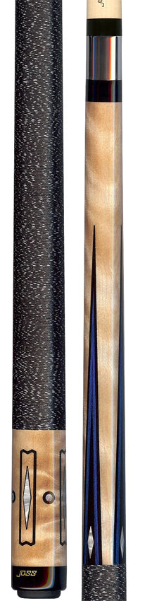 Joss Curly Maple with Blue/Black Points and Pearl Inlays Pool Cue - JC20-08