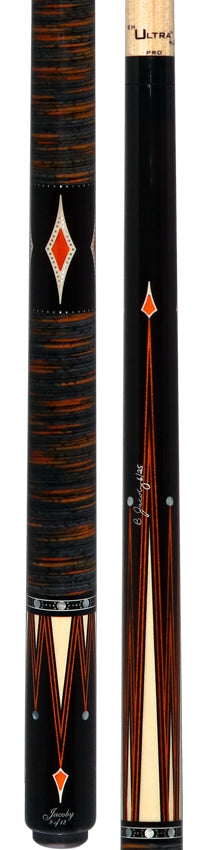 Jacoby Custom Orange Raven Pool Cue with Stacked Leather Wrap - 0917-52SWOR