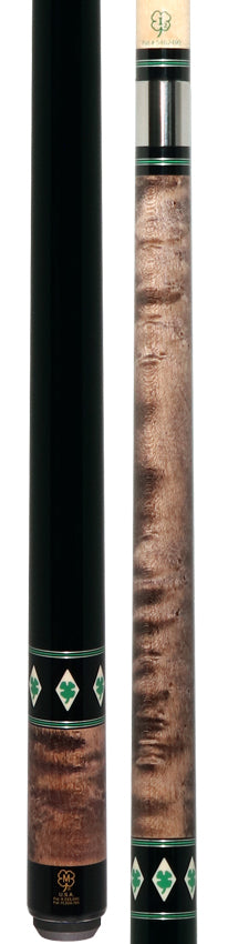 McDermott H850 H-Series Pool Cue - Gray and Walnut Stained Birdseye Maple with Green Clover Inlays