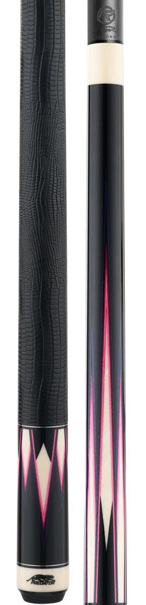 Predator Truesplice 16 Ebony Forearm with Purple and Pink Veneers Pool Cue with Lizard Wrap - Radial 3
