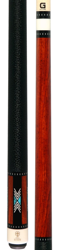 McDermott H950 H-Series Pool Cue - Cocobolo Forearm with Turquoise / Black / White Inlays and Irish Linen Wrap