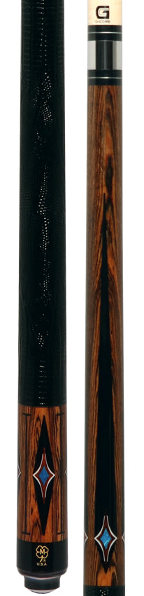McDermott G608 G Series Pool Cue - Bocote with 4 Black Urethane Points with Lizard Leather Wrap
