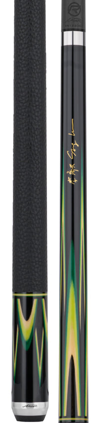Predator Sang Lee 2-2 Black with Green / Maple / Ebony Butterfly Points Limited Edition Pool Cue - Radial with Luxe Leather Wrap