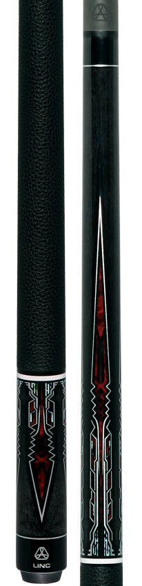 Linc LC101 Dark Gray-Stained Maple with Red / Silver Points Graphic Cue & Carbon Fiber Shaft