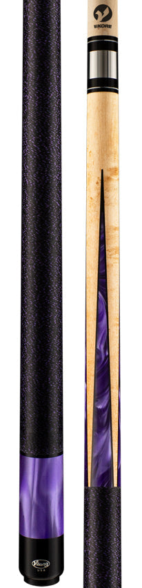 Viking HL0204 Helix Series Play Cue - Khaki-Stained Birdseye Maple with 8 Black and Purple Premium Pearl Inlays 3