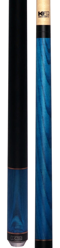 K2 KL117 No Wrap Pool Cue - Blue Stained Ash with 12.50mm LD Shaft