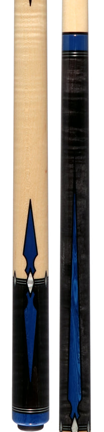 J Pechauer P12R Pro Series Pool Cue - Carbon Stain with Blue Juma and Pearl Inlays
