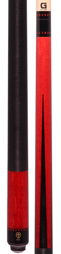 McDermott G343 G Series Pool Cue - Colorado Red Stain with Black Urethane Points and Irish Linen Wrap