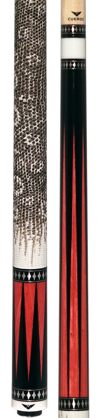 Cueroc Pterosaur 2 Ebony Dymondwood with Pink Dymondwood Points Pool Cue with Ring-Tailed Lizard Wrap