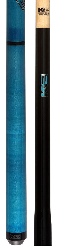 K2 Black and Blue Curly Maple 6 in 1 No Wrap Break/Jump Pool Cue